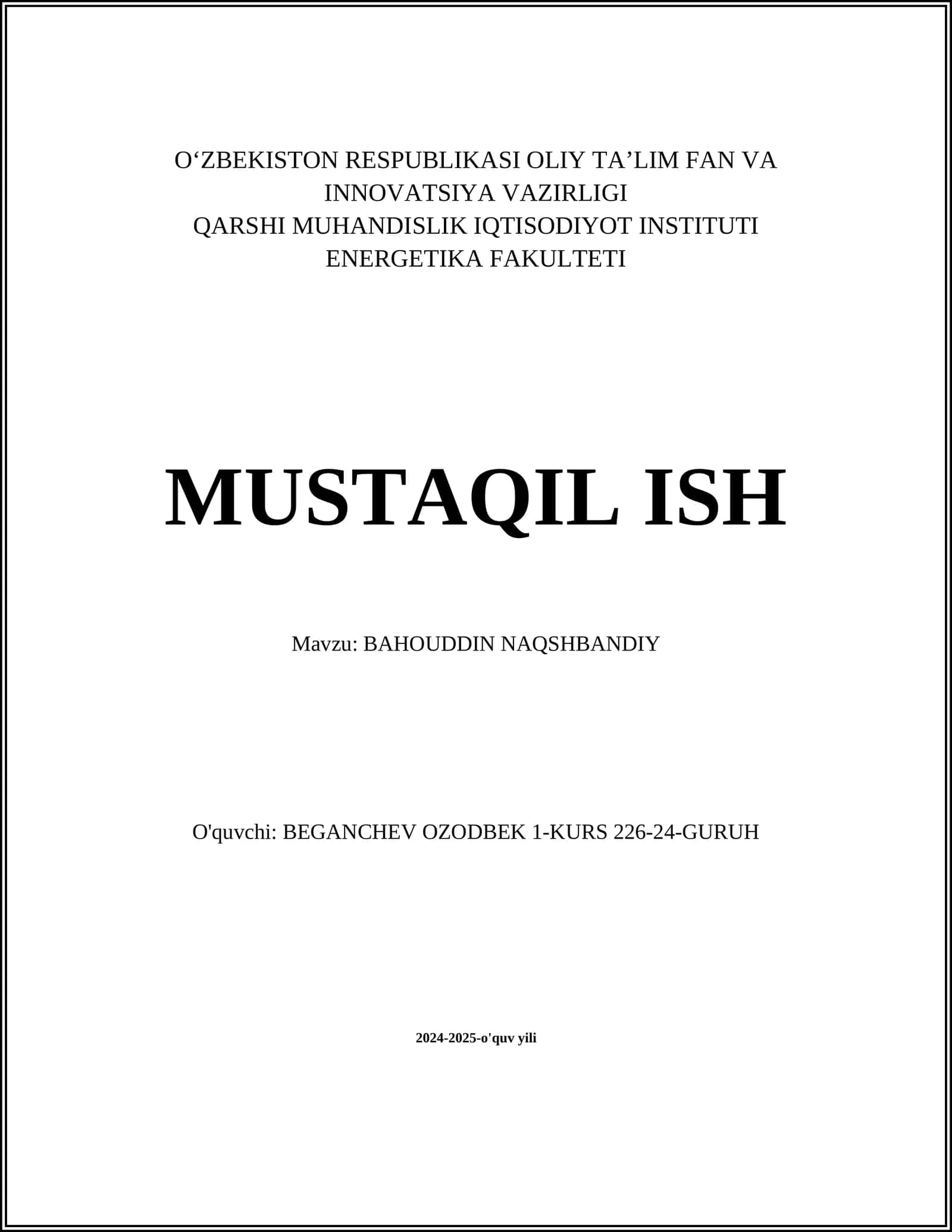BAHOUDDIN NAQSHBANDIY 1