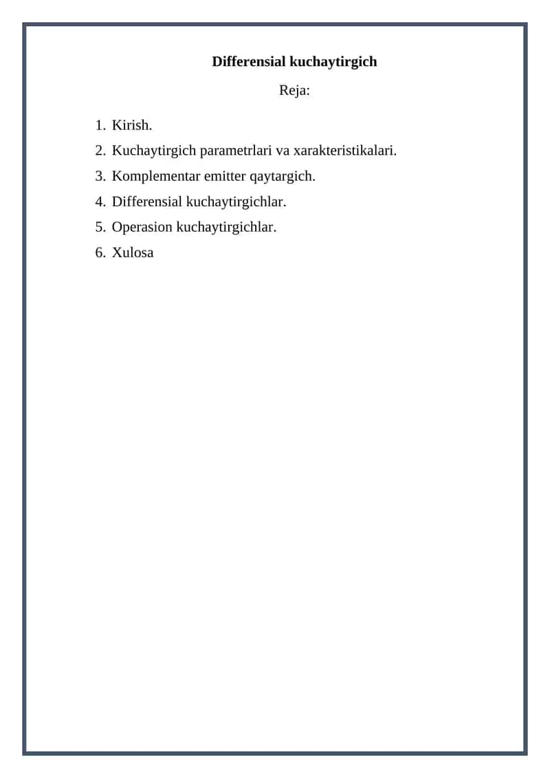 Differensial kuchaytirgich 1