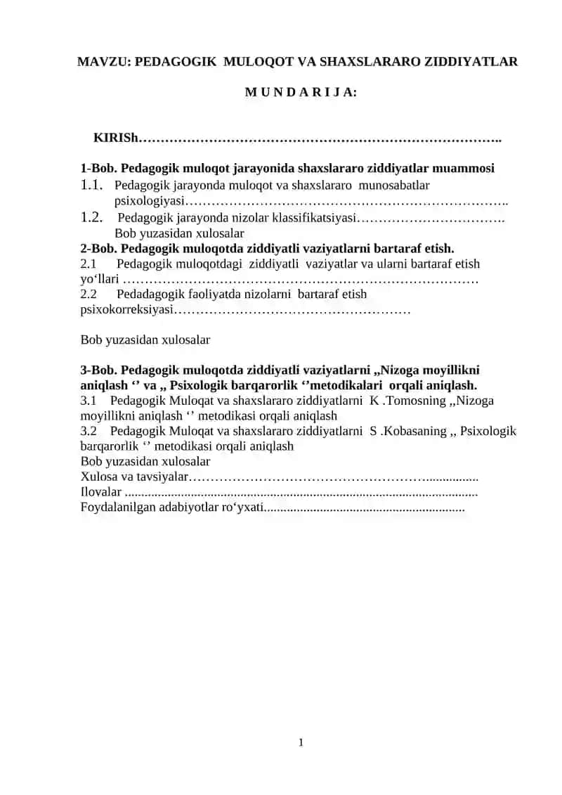 PEDAGOGIK MULOQOT VA SHAXSLARARO ZIDDIYATLAR