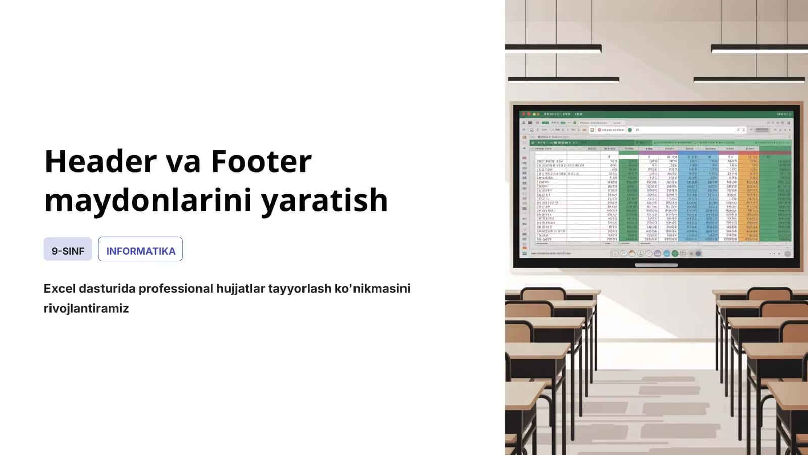Header va Footer maydonlarini yaratish 1