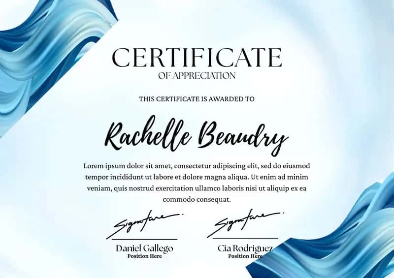 CERTIFICATE OF APPRECIATION 1