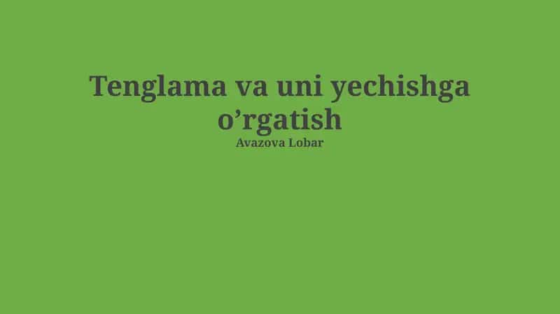 Lineer tenglamalar 1