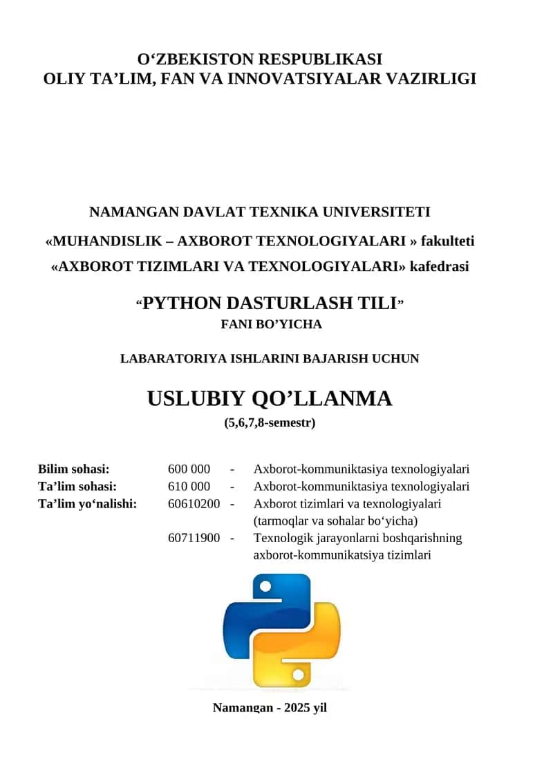 PYTHON DASTURLASH TILI 1
