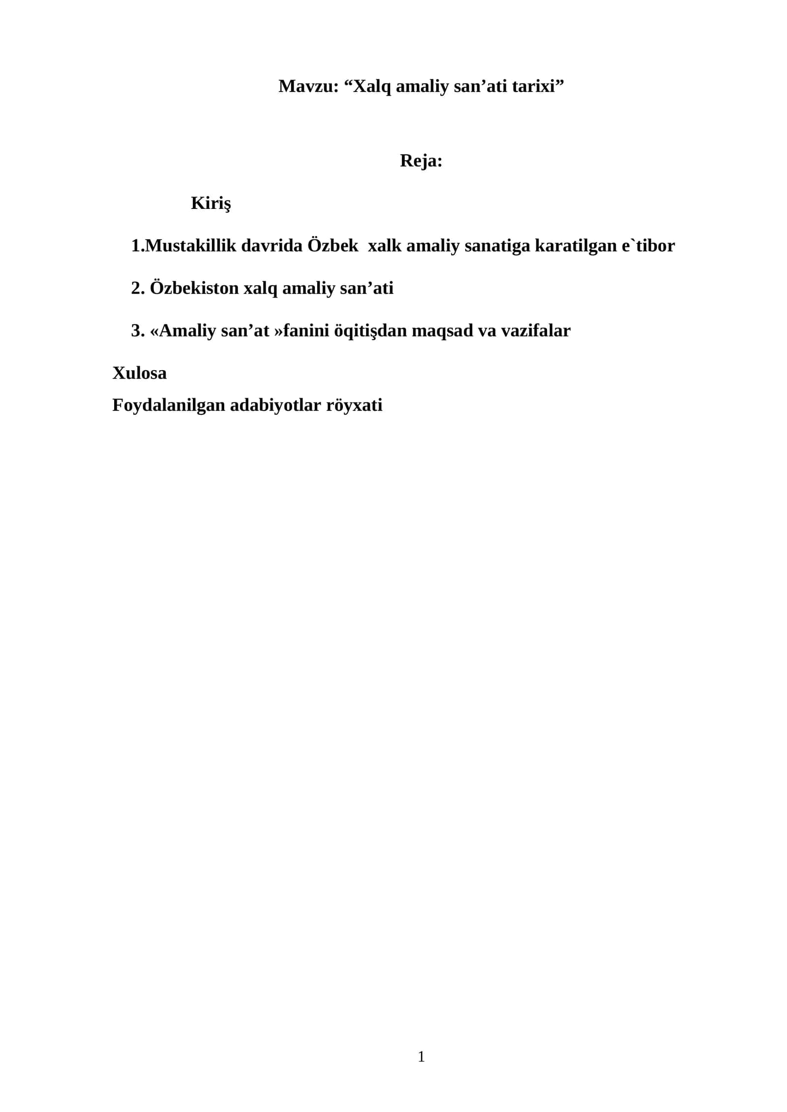 Xalq amaliy san’ati tarixi 1