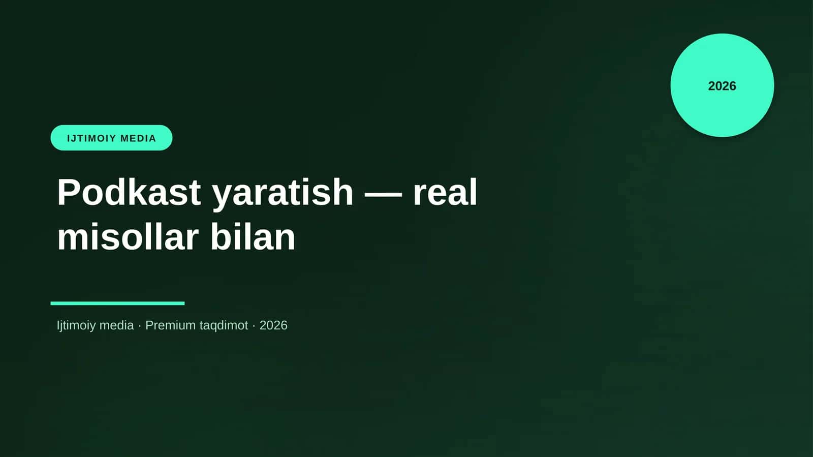 Podkast yaratish — real misollar bilan 1