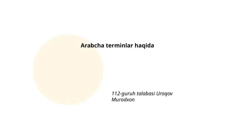Arabcha terminlar haqida 1