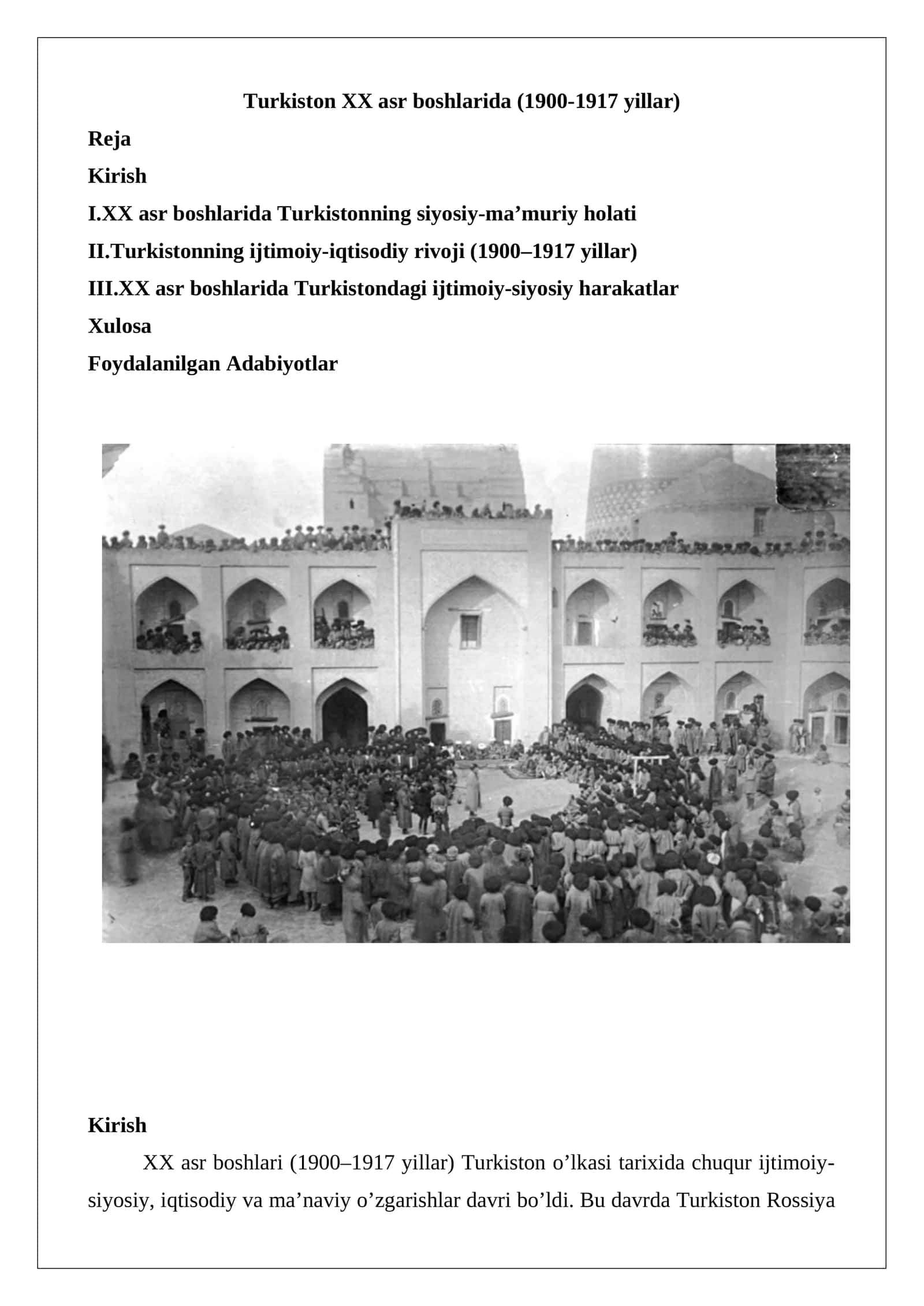 Turkiston XX asr boshlarida (1900-1917 yillar) 1