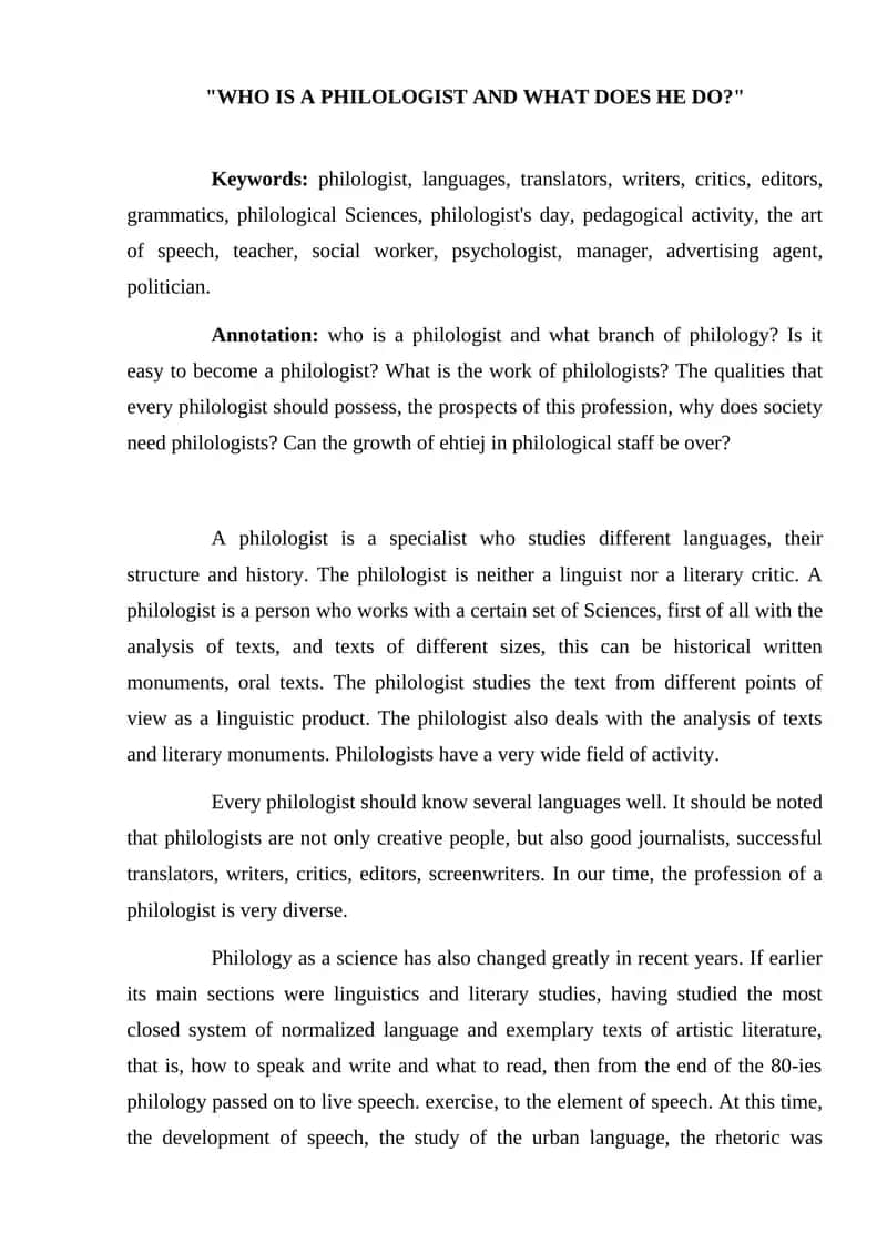 MAQOLA Who is a philologist and what does he do 1