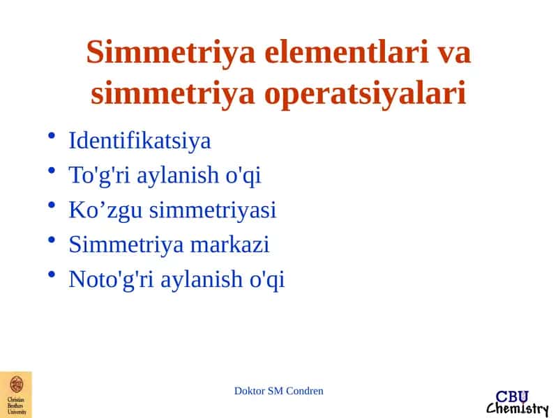 Simmetriya elementlari va simmetriya operatsiyalari 1