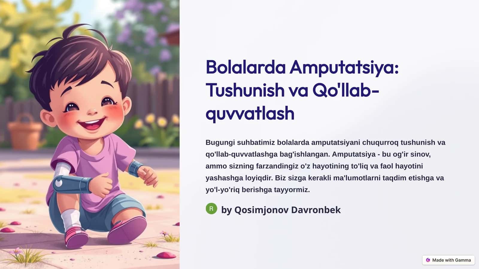 Bolalarda Amputatsiya: Tushunish va Qo'llab-quvvatlash 1