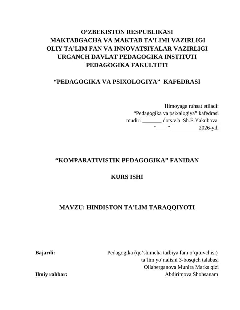 HINDISTON TA’LIM TARAQQIYOTI 1