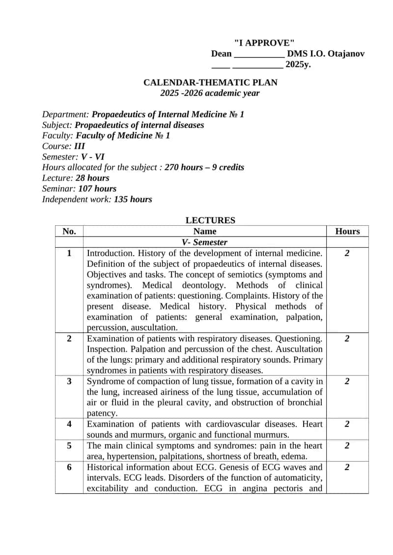 Propaedeutics of internal diseases 1