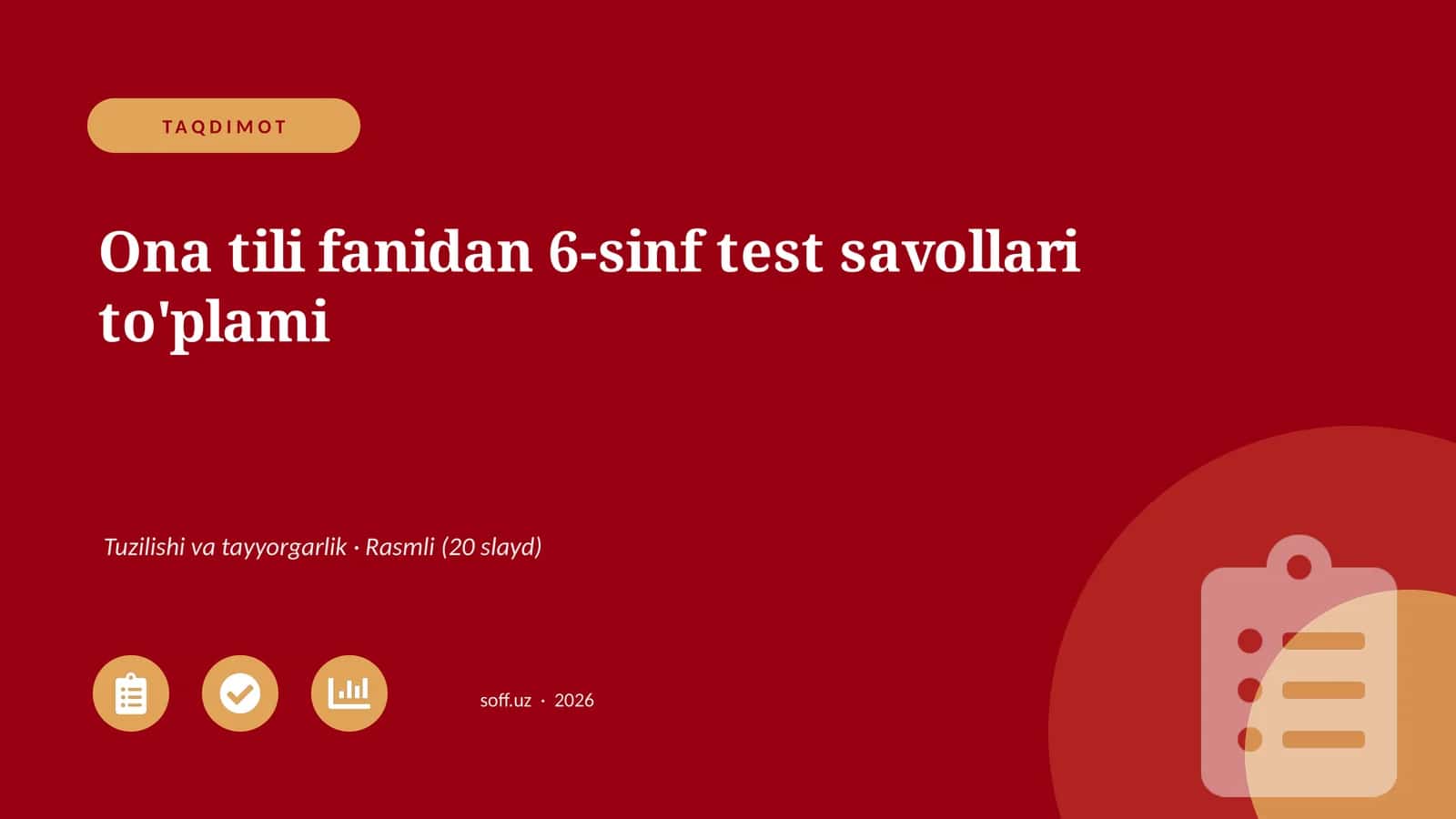 Ona tili fanidan 6-sinf test savollari to'plami 1