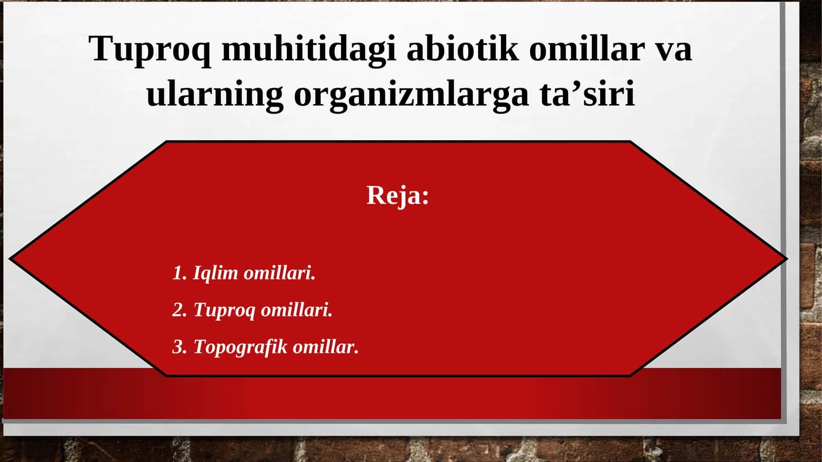 Tuproq muhitidagi abiotik omillar va ularning organizmlarga ta’siri 1