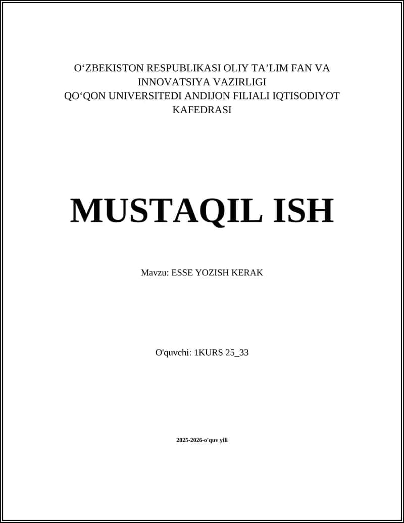 ESSE YOZISH KERAK 1