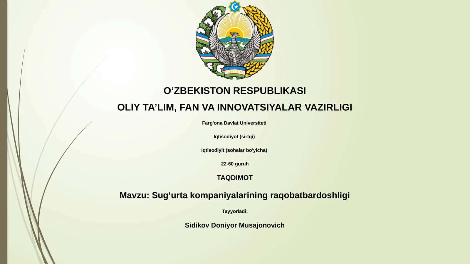 Sug‘urta kompaniyalarining raqobatbardoshligi 1