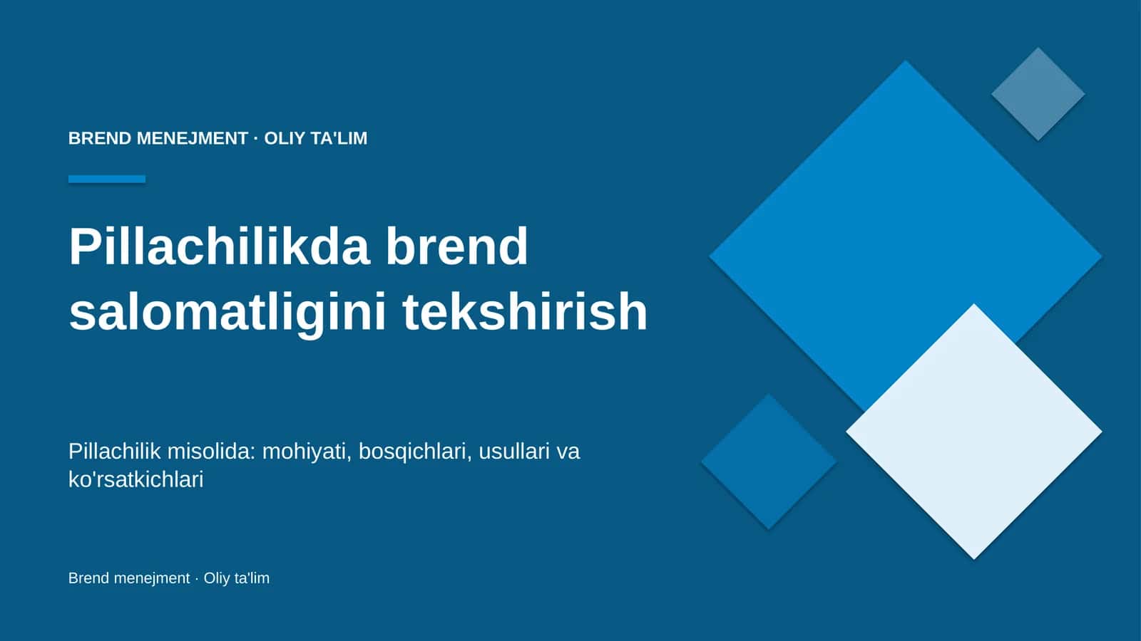 Pillachilikda brend salomatligini tekshirish 1