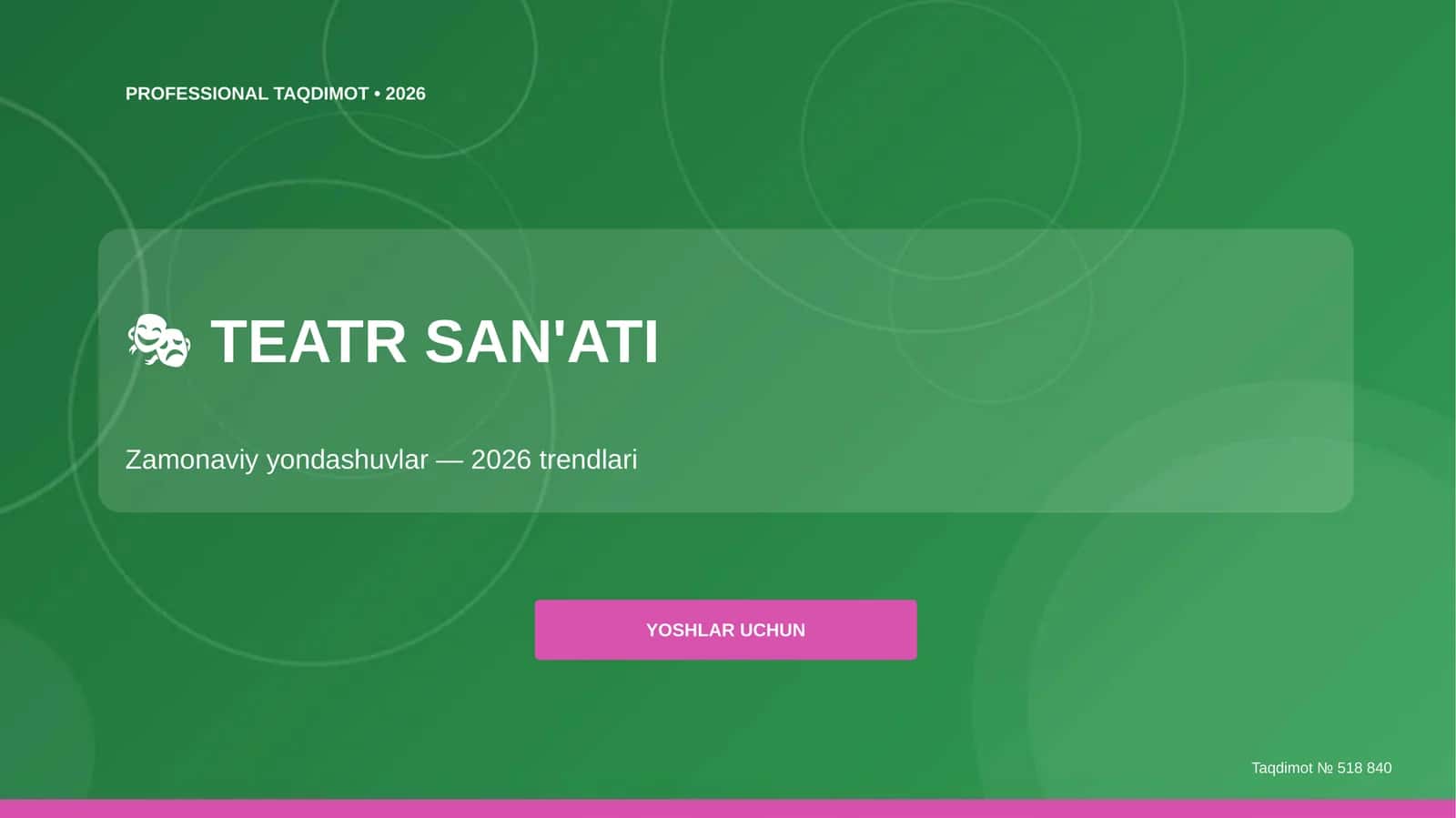 TEATR SAN'ATI: Zamonaviy yondashuvlar - 2026 1