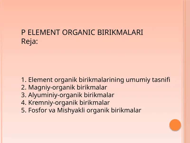 Element Organik Birikmalari 1