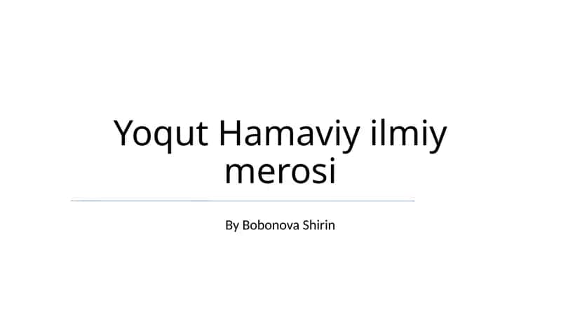 Yoqut Hamaviy ilmiy merosi 1