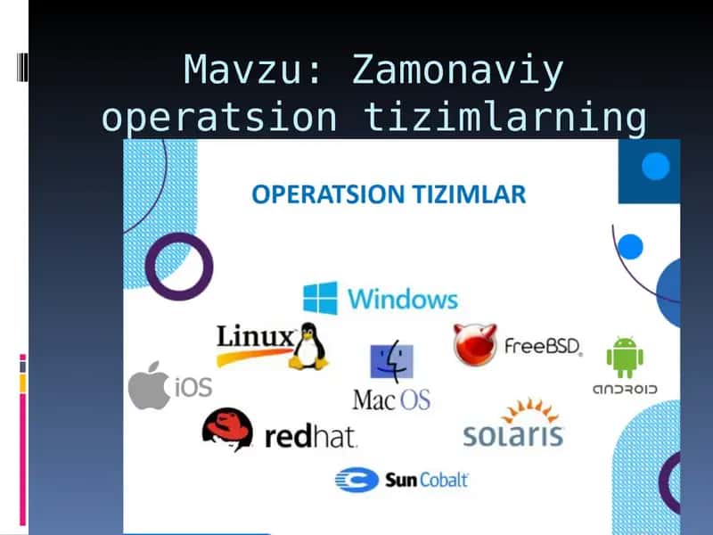 Zamonaviy operatsion tizimlarning tavsifi 1