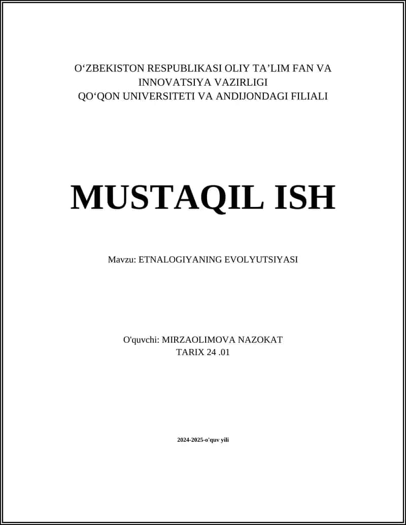 ETNOLOGIYANING EVOLYUTSIYASI 1