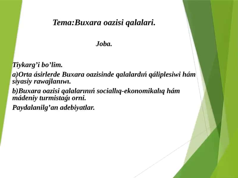Buxara oazisi qalalari 1