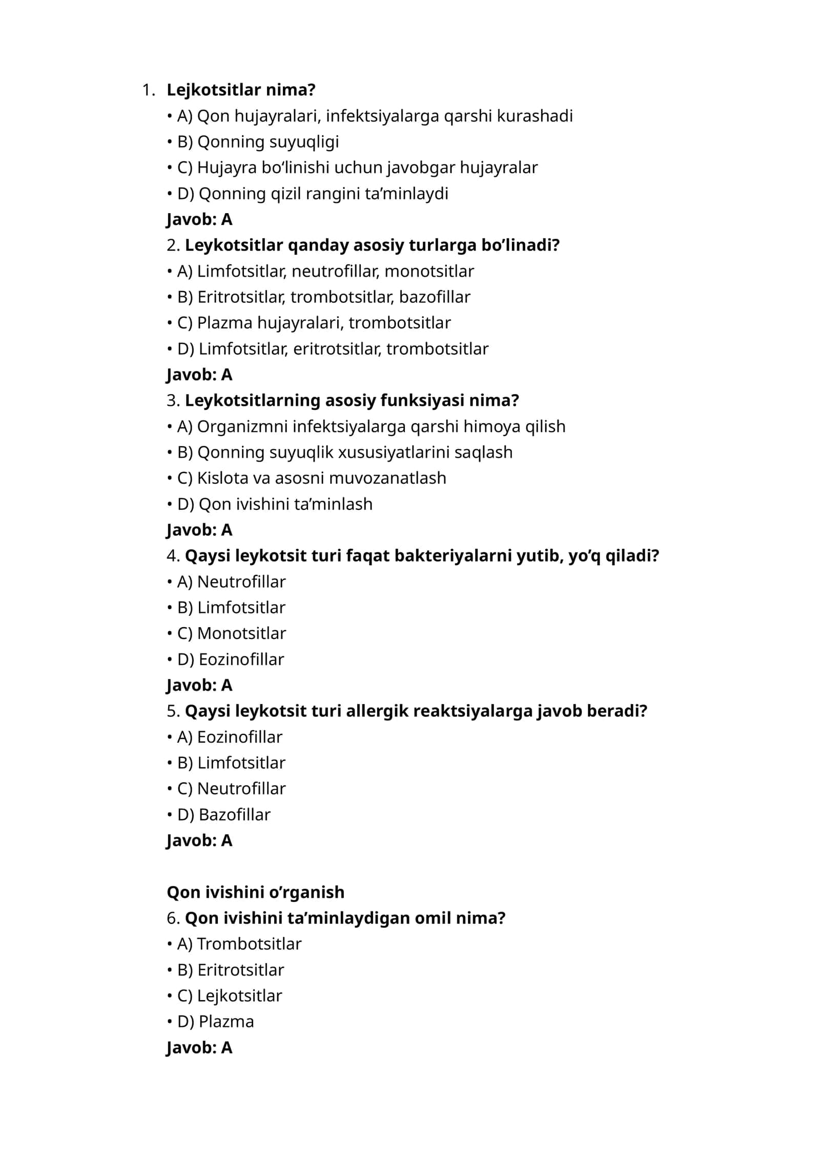 Lejkotsitlar nima? 1