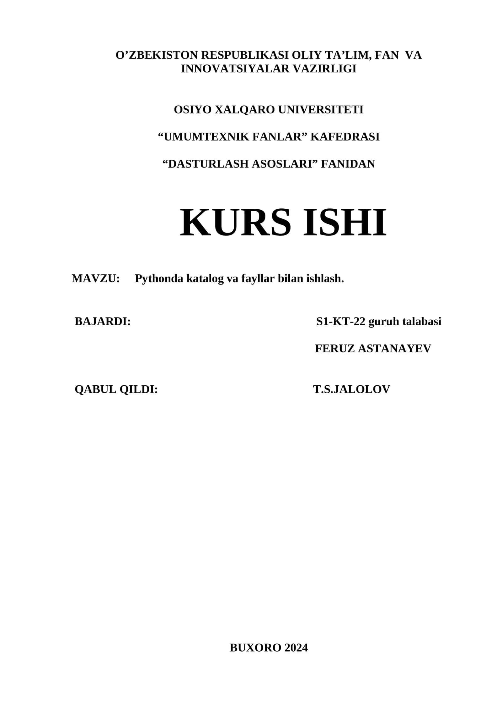 Pythonda katalog va fayllar bilan ishlash 1