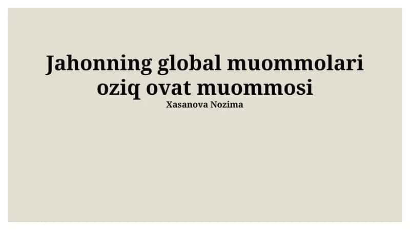 Oziq-ovqat muammosi 1