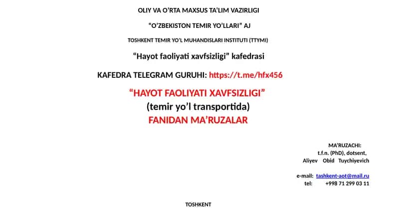 Elektr xavfsizligi asoslari 1