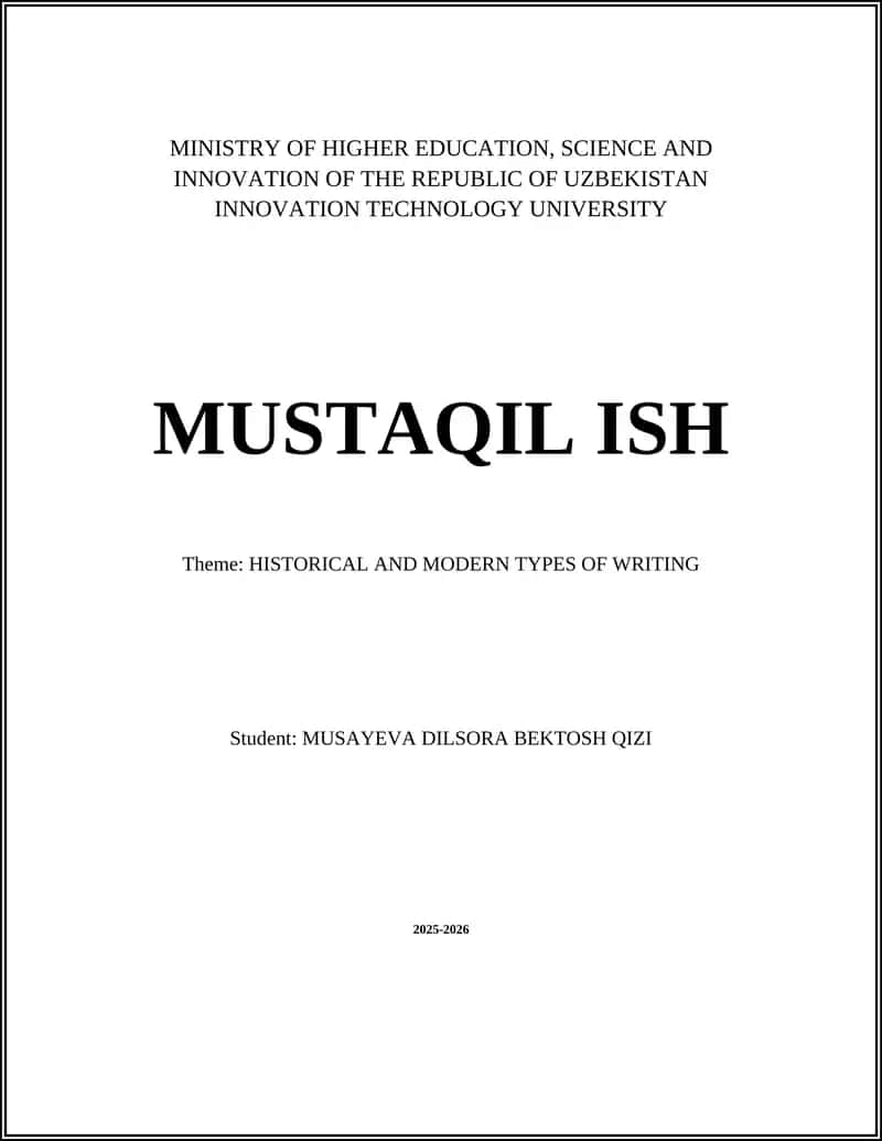 HISTORICAL AND MODERN TYPES OF WRITING 1