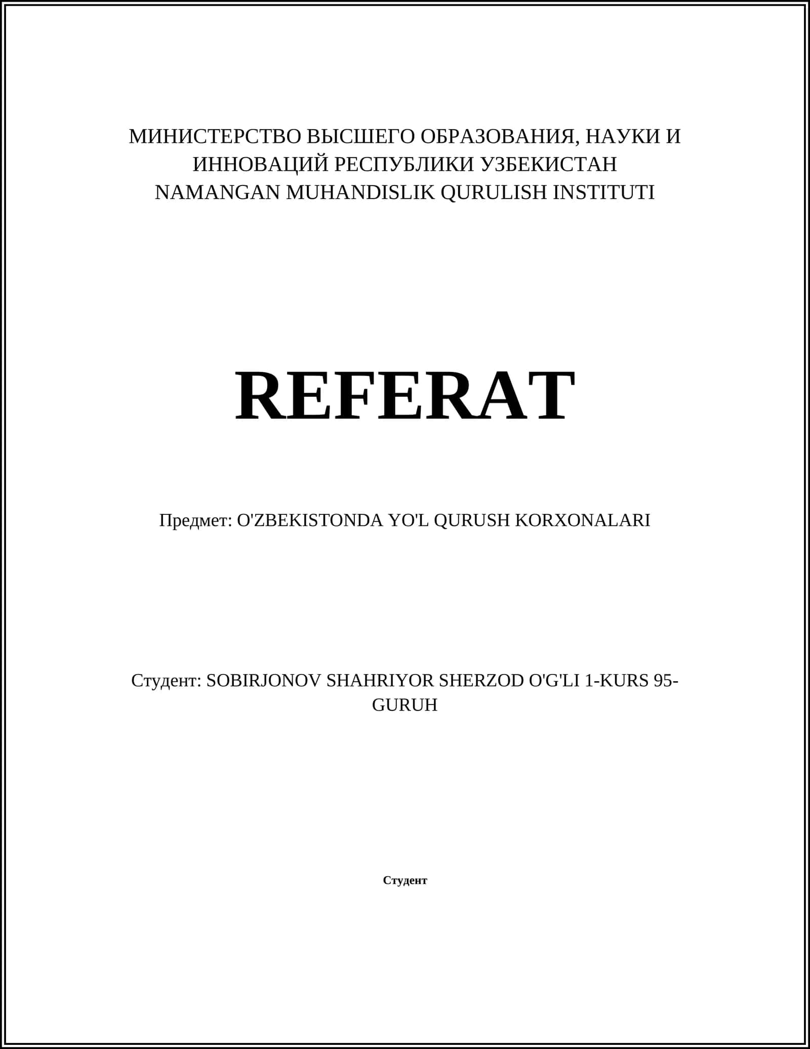 O'ZBEKISTONDA YO'L QURUSH KORXONALARI 1
