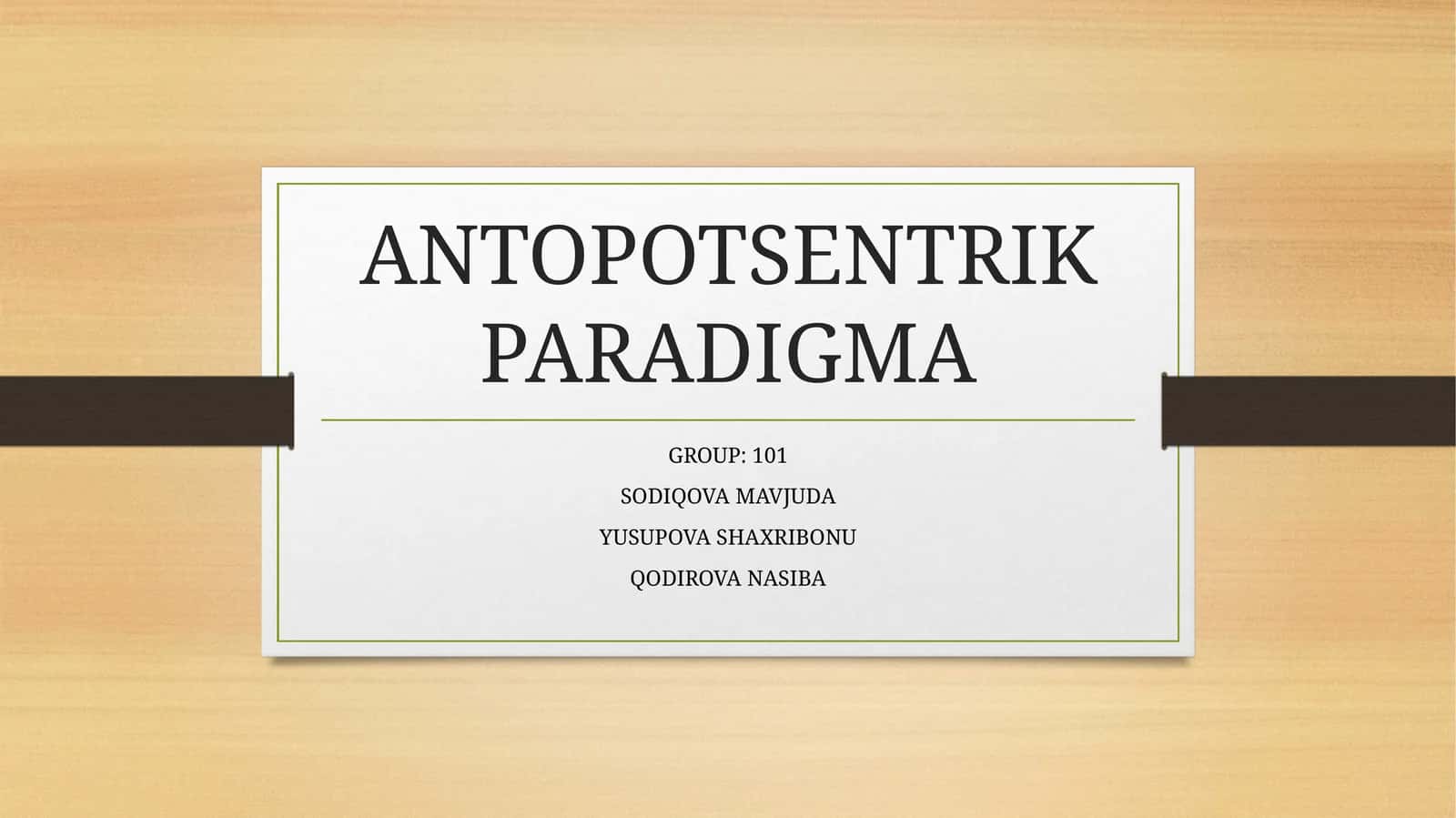 Antropotsentrikparadigma 1