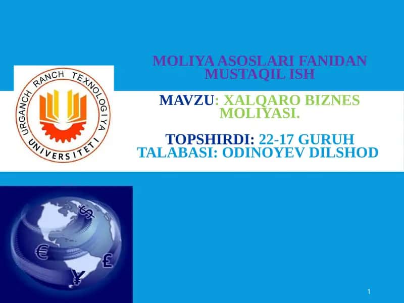 Xalqaro Biznes Moliyasi 1