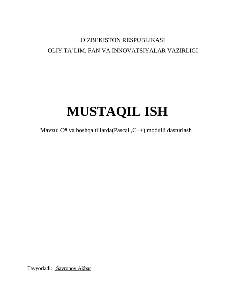 Modulli dasturlash 1