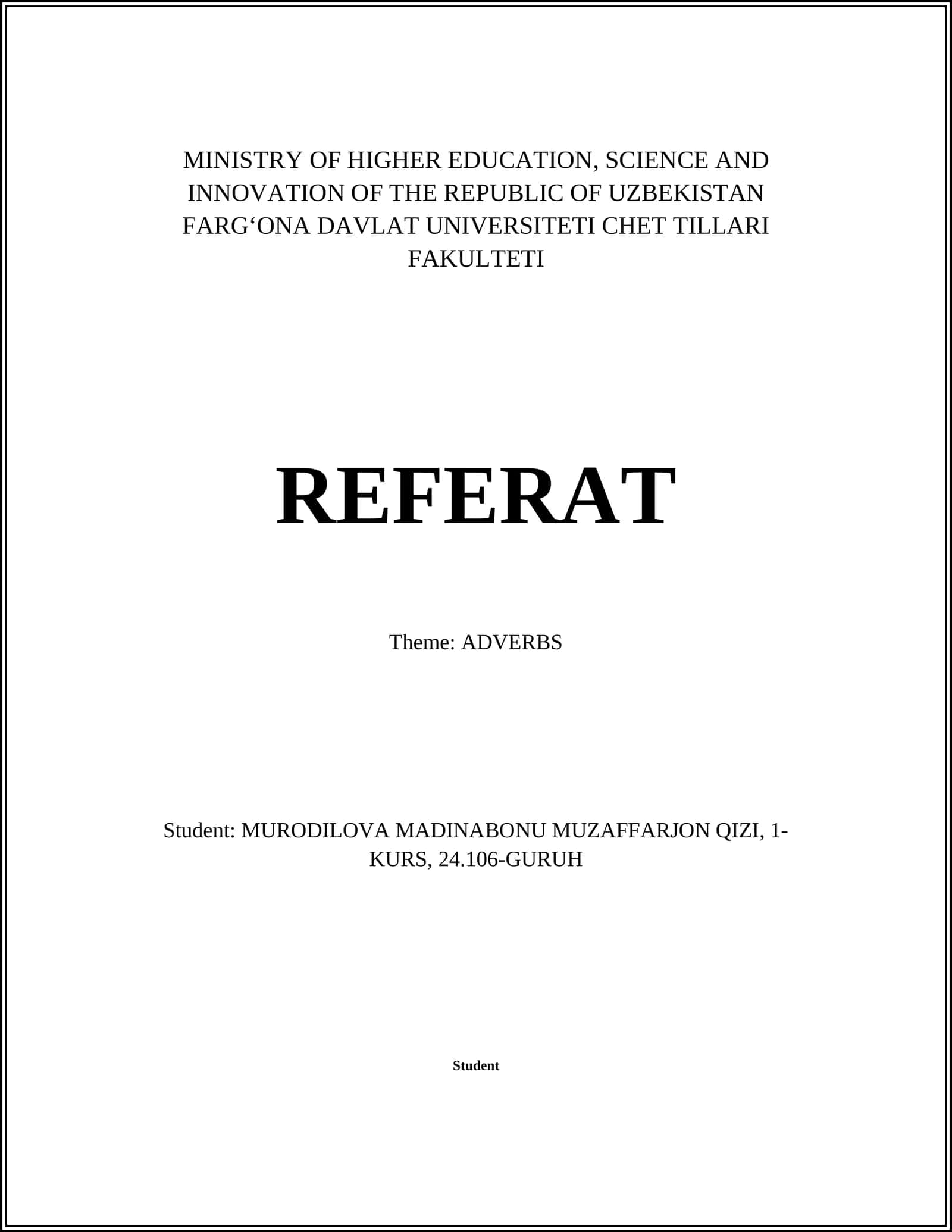 REFERAT: ADVERBLAR 1