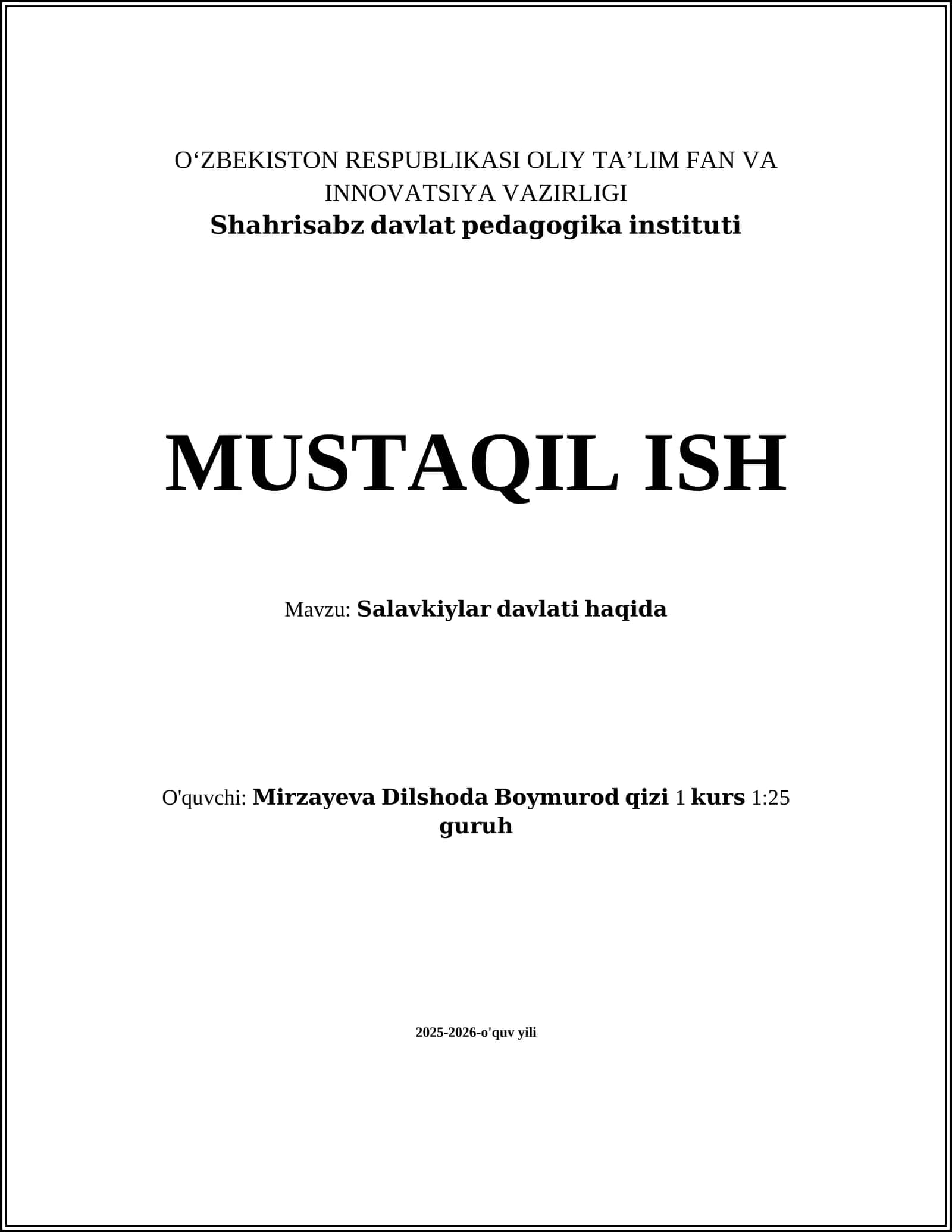 Salavkiylar davlati haqida 1
