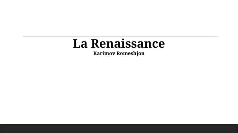 La Renaissance 1
