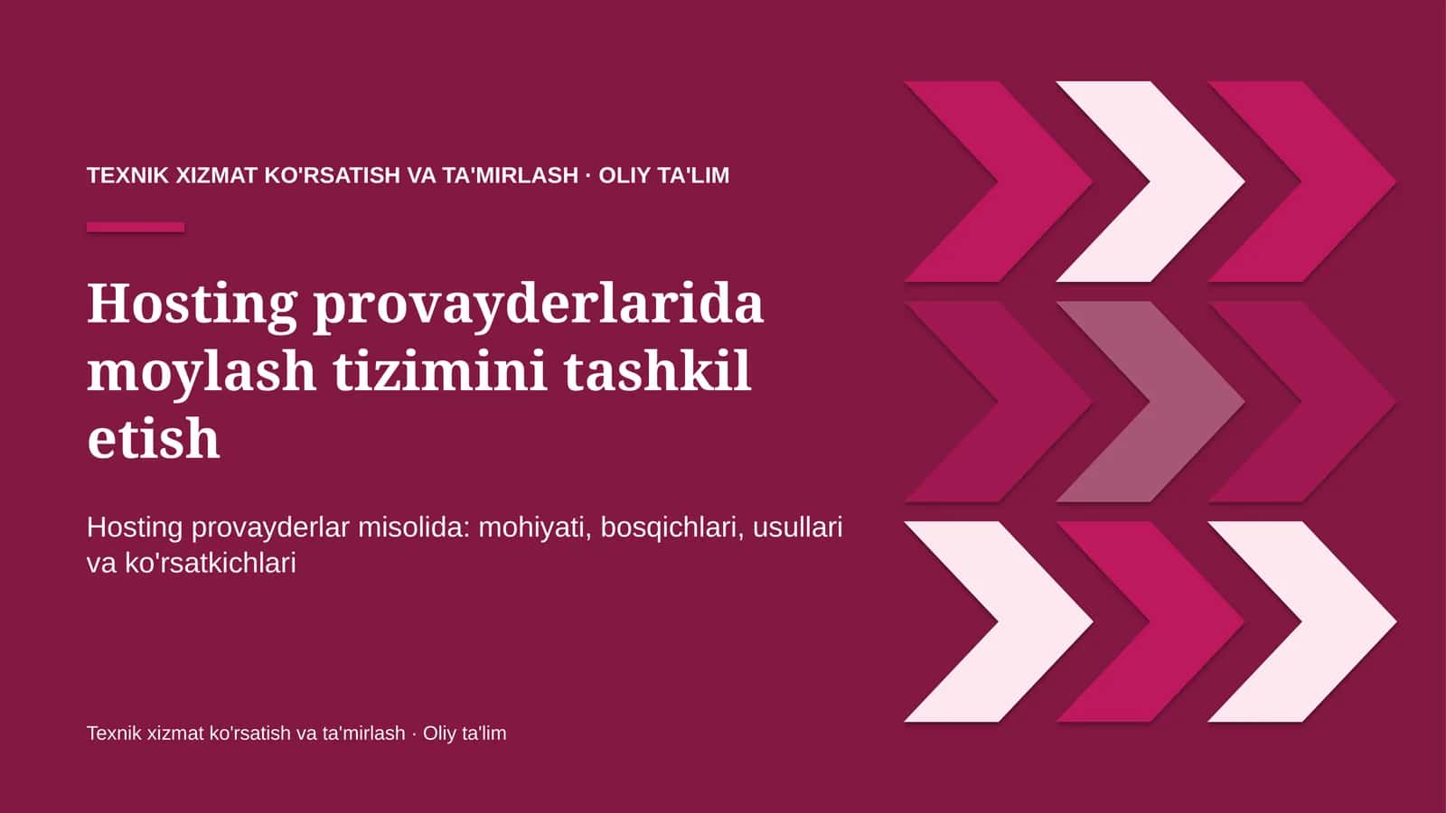 Hosting provayderlarida moylash tizimini tashkil etish 1