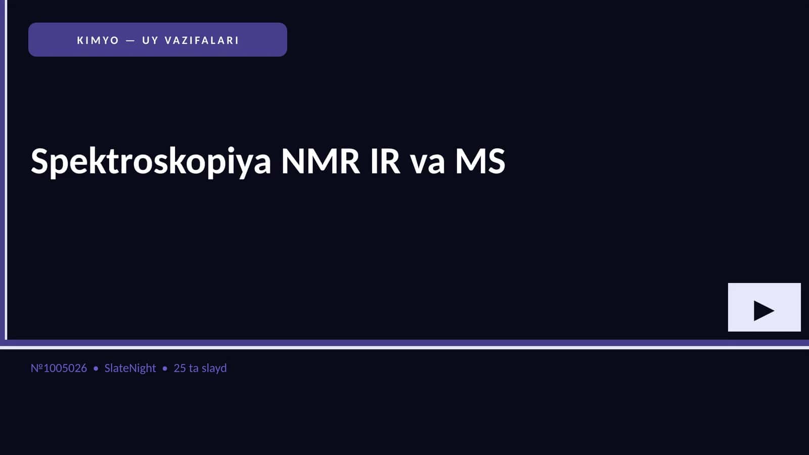 Spektroskopiya NMR IR va MS 1