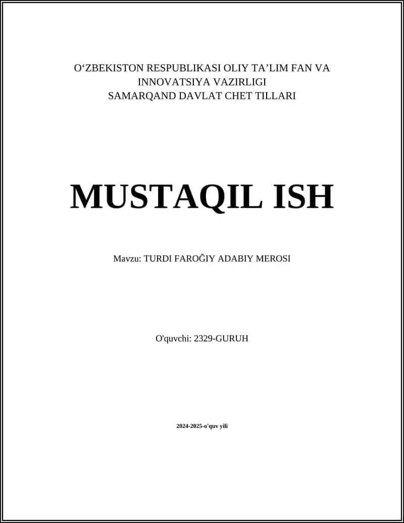 TURDI FAROĞIY ADABIY MEROSI 1