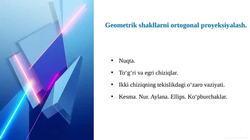 Ortogonal proyeksiyalash 1