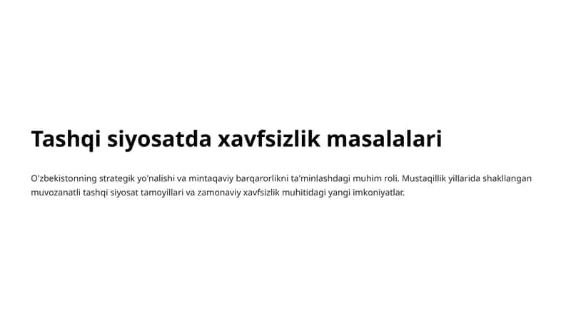 Tashqi siyosatda xavfsizlik masalalari 1