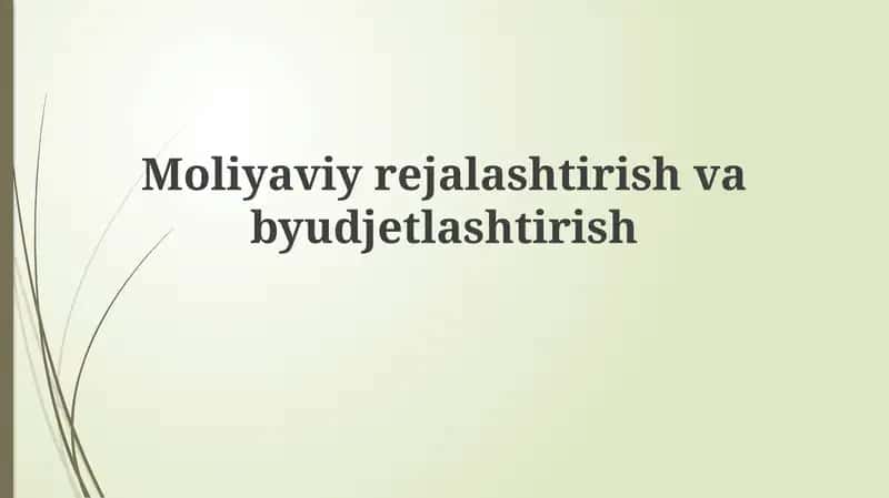 Moliyaviy rejalashtirish va budjetlashtirish 1
