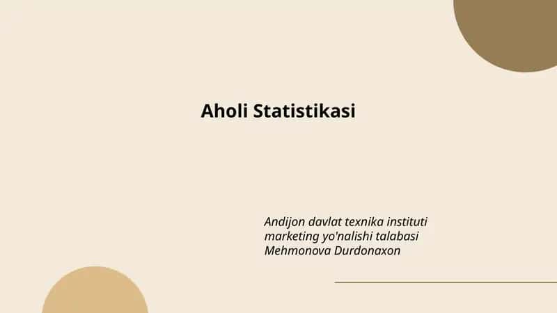 Aholi Statistikasi 1