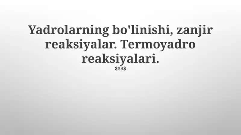 Termoyadro reaksiyalari 1