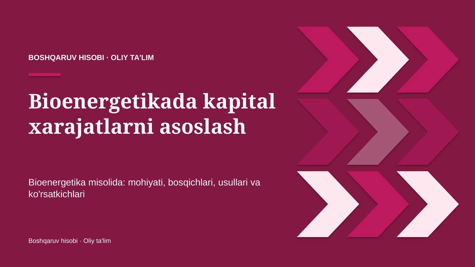 Bioenergetikada kapital xarajatlarni asoslash 1