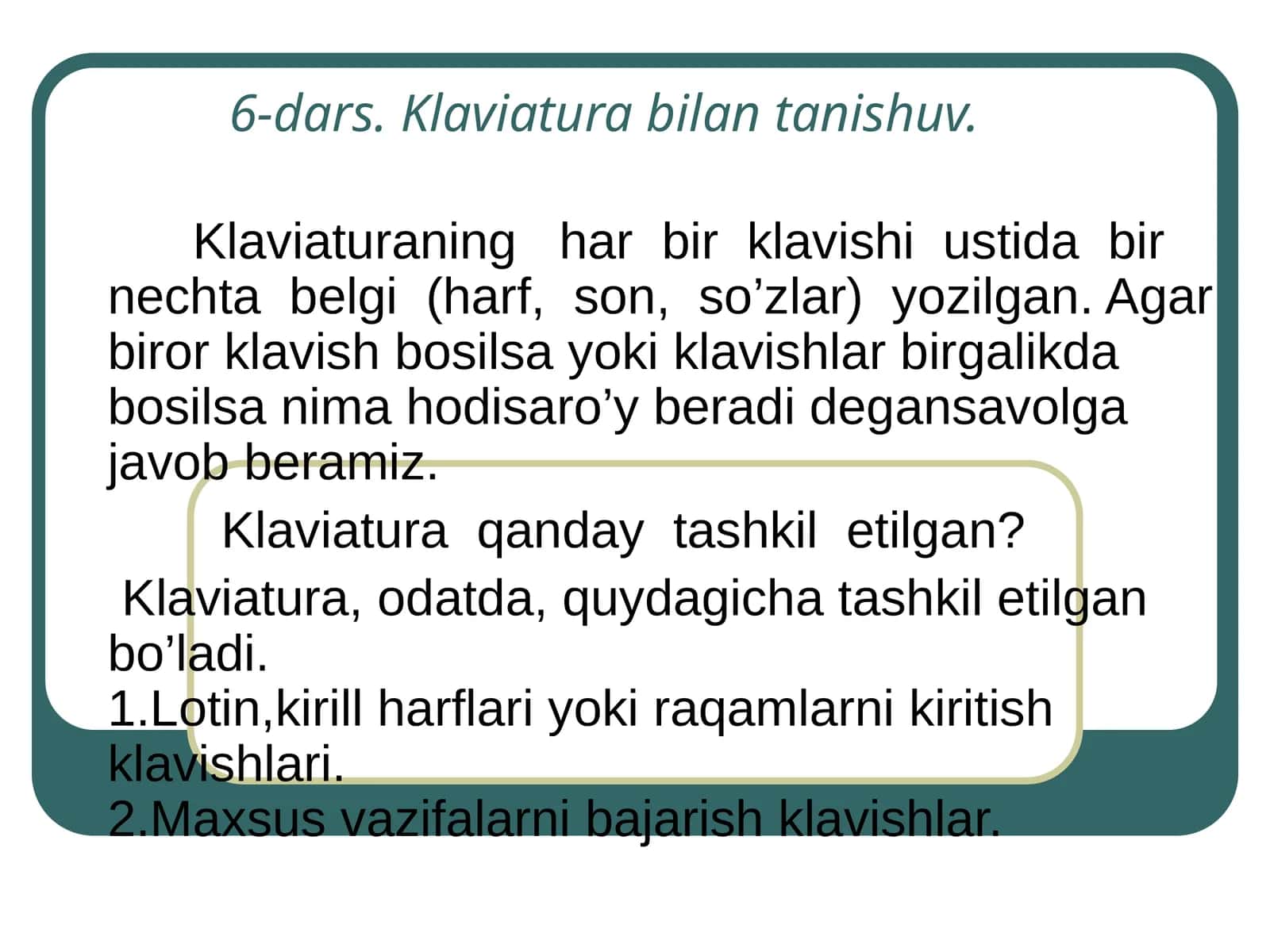 Klaviatura bilan tanishuv 1