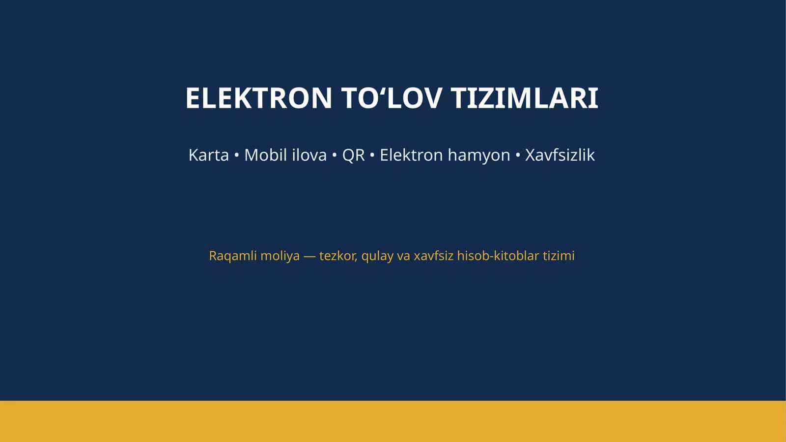 ELEKTRON TO‘LOV TIZIMLARI 1